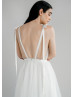 Tied Shoulder Straps Pearl Embellished Unique Wedding Dress